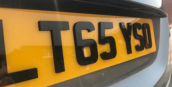 4D number plate on new car created in Manchester within one hour.