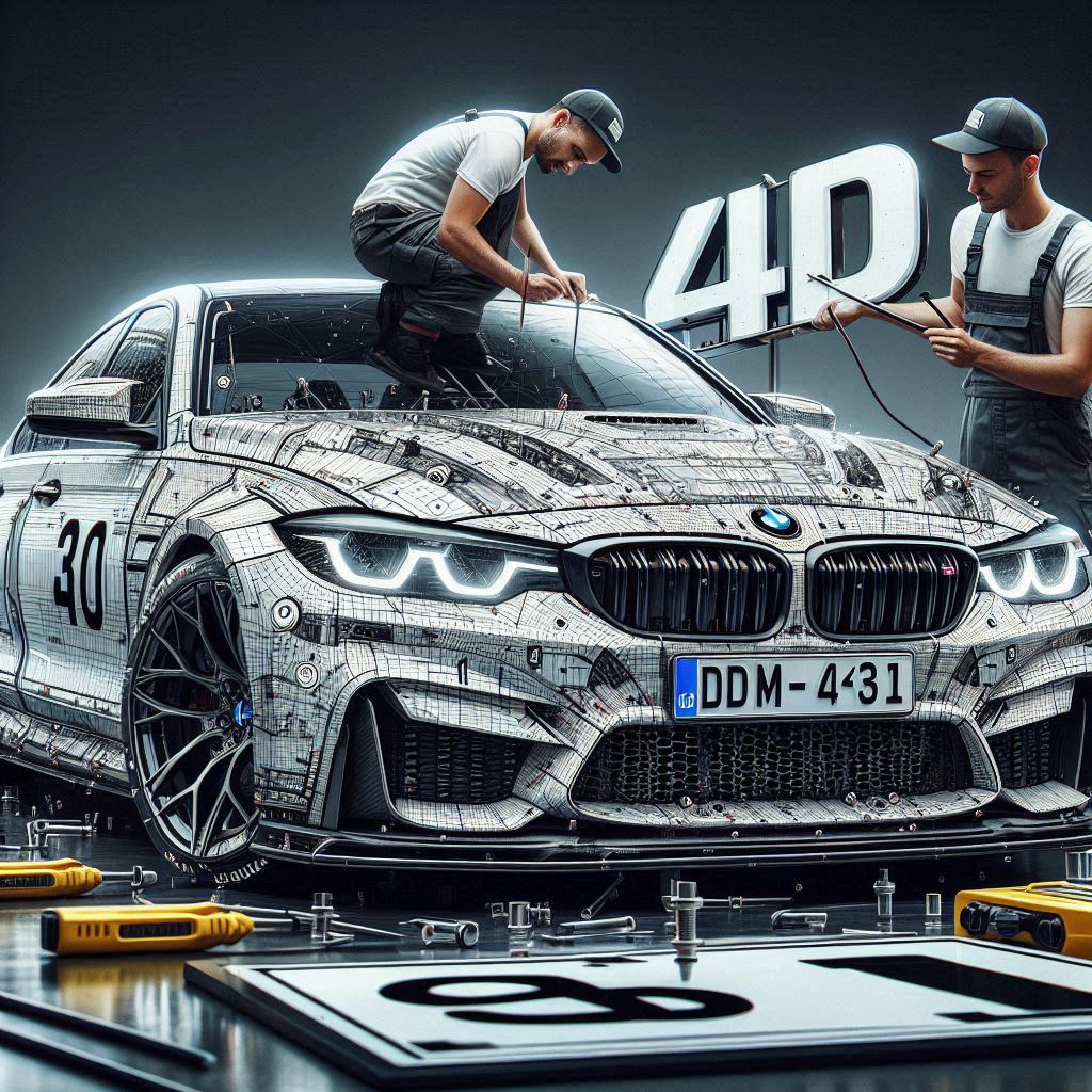 BMW M3 with stylish 4D number plates installed.