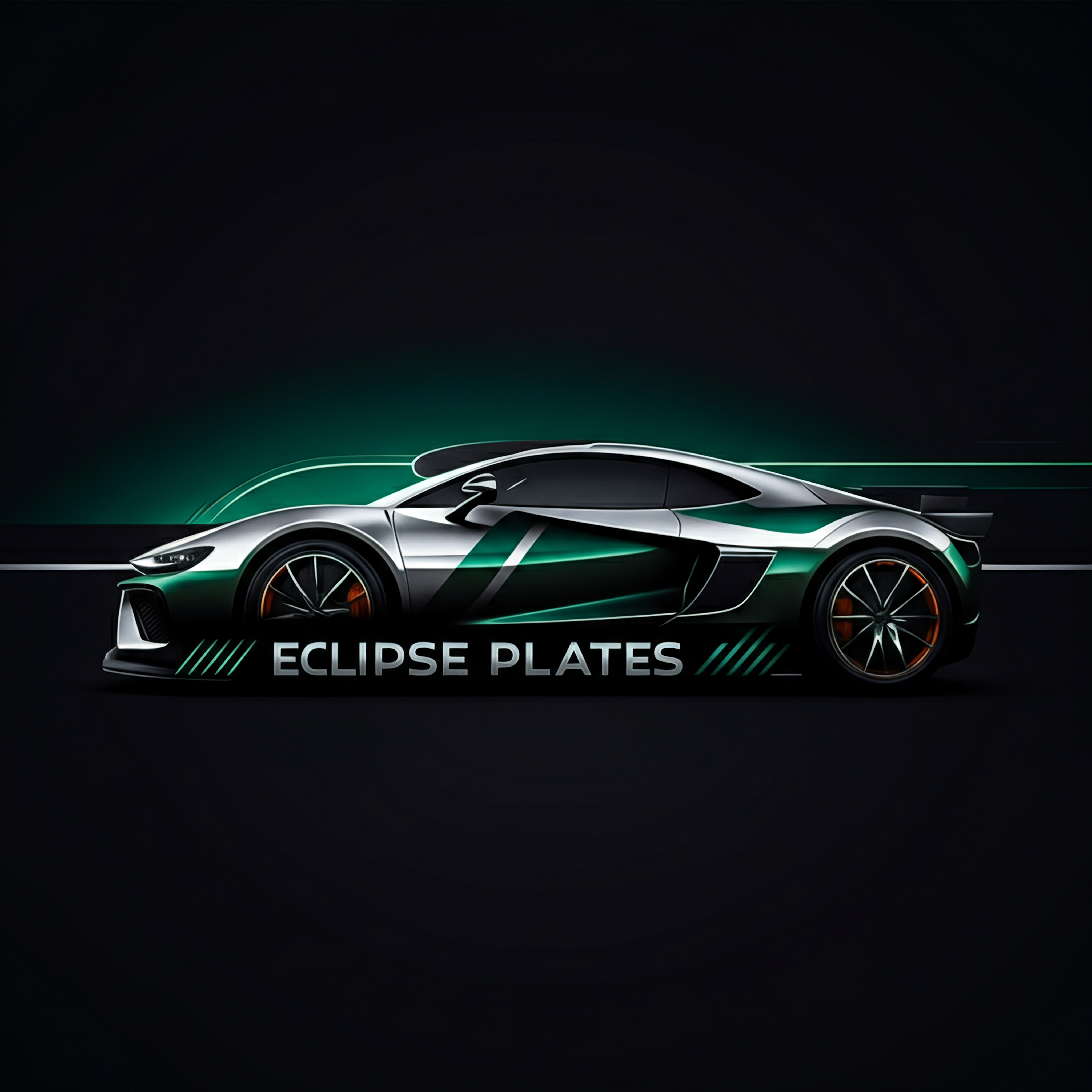beautiful sports car displaying eclipse number plates logo